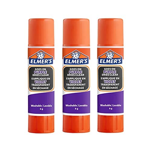 Image of Elmer's Disappearing Purple Glue Sticks | Dries Clear | Great for Schools & Crafting | Washable & Child-Friendly | 6g | 3 Count