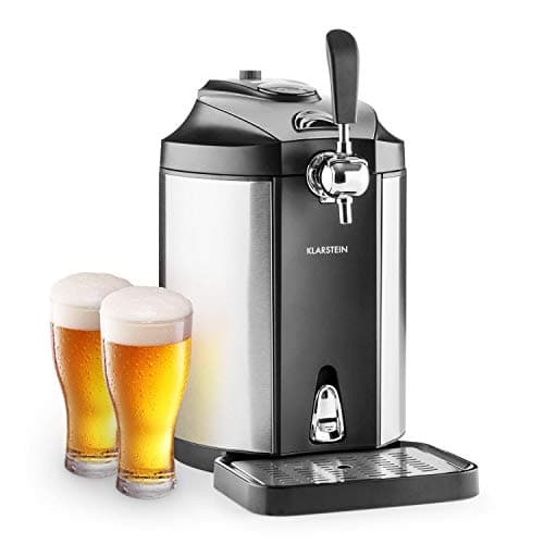 Image of Klarstein Skal Beer Dispenser - Thermoelectic Beer Cooler, Beer Machine, Beer Pump, 5 Litre Kegs, Pressurised CO2 Cartridge System, LED Display, 6 Cooling Temperatres, Stainless Steel, Silver/Grey