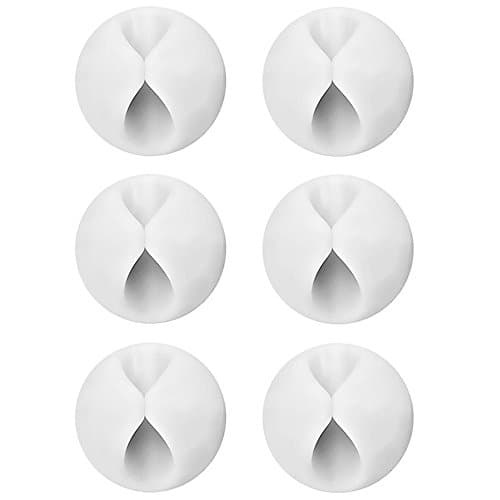 Image of U-Horizon 6 Cable Clips for X-Cable, Multi-Purpose Clips for Desk, Power Cable, USB Cable, Headphone Cable, TV Cable, PC/Laptop Cable, Home Office - White
