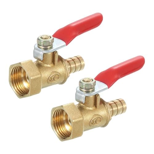 Image of sourcing map 2Pcs Brass Water Mini Ball Valve Shut Off Switch, G3/8" Female x 5/16" Hose Barb, 180 Degree Operation Handle, Brass Valve