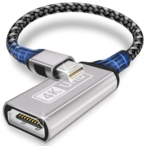 Image of Mini DisplayPort to HDMI,4K Gold Plated Nylon Braided Aluminum Sleeve Mini DP to HDMI Adapter Thunderbolt 1/2(Mini DP)HDMI Adapter Compatible with MacBook Pro,Macbook Air,iMac,Surface Pro,XPS More