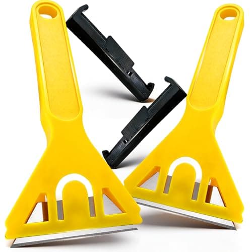 Image of G4GADGET Window Scraper 2 Pack with Safety Cover – Glass Scraper Tool for Removing Paint, Stickers & Adhesive – Window Cleaning Scraper for Glass, Tiles & Metal Surfaces