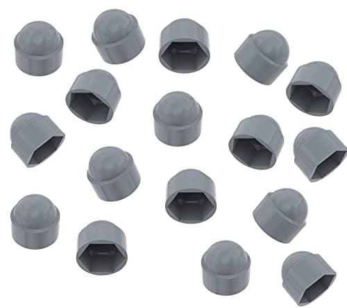 Image of TERF® M12 Grey Plastic Hex Nut Bolt Dome Cap Cover M12 (19mm Spanner) Nut and Bolt Protective Caps Cover Hexagonal - Pack of 10