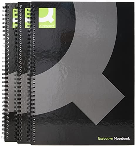 Image of Q-Connect Hardback Wirebound Book, A4, Black, Pack of 3