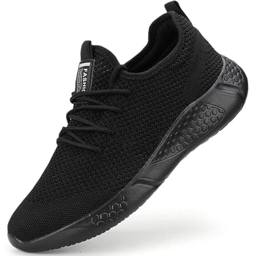 Image of BUBUDENG Men's Trainers Fashion Sneakers Walking Casual Running Shoes Gym Sport Tennis Shoes Black,10 UK(Label Size: 45)