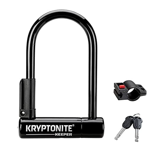 Image of Kryptonite Keeper Mini-6 Bike U-Lock, Heavy Duty Anti-Theft Bicycle U Lock Sold Secure Silver, 12mm Shackle with Mounting Bracket and Keys for Bike, Motorcycle, Scooter, Bicycle, Door, Gate, Fence