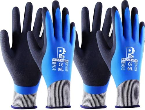 Image of PROGANDA 2 Pairs Waterproof Work Gloves Ultra-Grip Latex Coated for Superior Hold - Durable and Versatile for Gardening, Cleaning, Car Wash, Fishing, Outdoor Tasks
