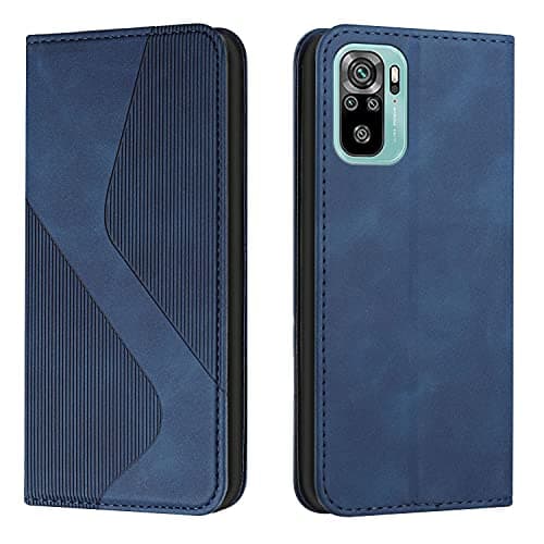 Image of Mo-Somnus Compatible with Xiaomi Redmi Note 10 4G/Redmi Note 10S Case, Shockproof Wallet Case PU Leather with Card Holder Magnetic Flip Cover for Xiaomi Redmi Note 10 4G/Note 10S Phone Cases (Blue)