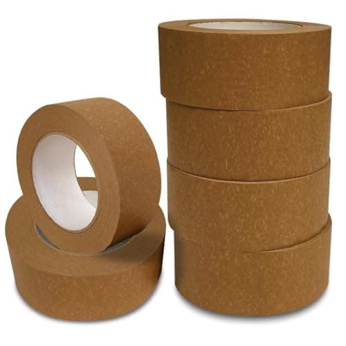 Image of JeeJaan® 6 Rolls of Brown Kraft Paper Tape 50mm x 50m Strong Self-Adhesive Paper Tape for Packing Parcel and Shipping Boxes Durable Eco-Friendly Recyclable Ideal for Sealing and Wrapping