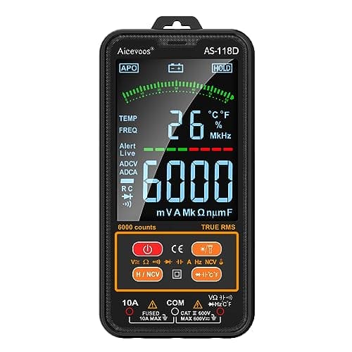 Image of Aicevoos AS-118D Smart Digital Multimeter, Auto-Ranging Volt Meter with T-RMS, Multimeter Tester Measures AC/DC Voltage Current Capacitance Resistance Continuity Temperature Frequency