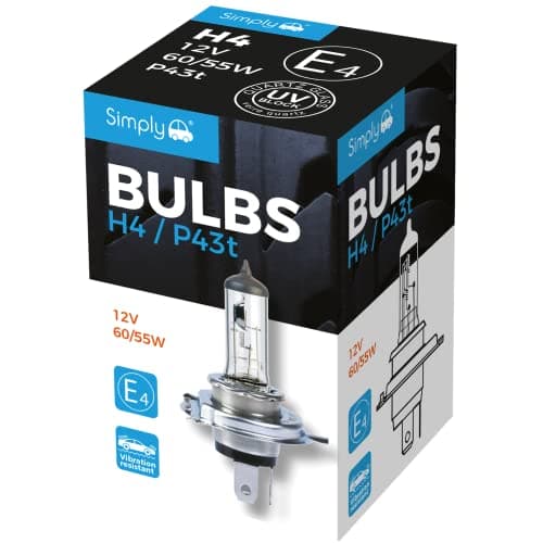 Image of Simply S472 H4 Headlight Car Headlight Bulb, 12 V, 60V, 60/ 55W, Comply left ECE R-37, Base PK22n, Suitable for y 1 Headlights, Maximum Visibility, White