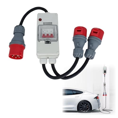 Image of 32A to 2 x 16A 5 Pin Single Phase Safe MCB Splitter Adaptor – 32A 5 Pin 230V Inlet to 2 x 16A 5 Pin Sockets – IEC 60309 3P+N+PE – Industrial Distribution Box