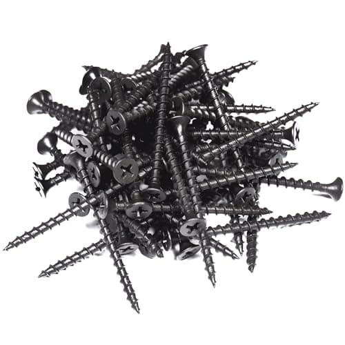 Image of DIYUK Premium Black Wood Screws Length: 45mm (Pack of: 20) Phosphate Coated Coarse Thread Self-Tapping Drywall, and Plasterboard Fixings