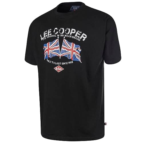 Image of Lee Cooper Workwear Mens Printed Tee Crew Neck Short Sleeve Work T-Shirt, Black, L