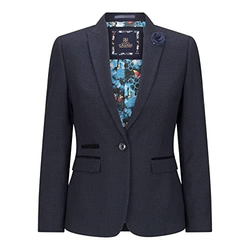 Image of TruClothing Ladies Tweed Navy Check Blazer Wool Classic Hunting Jacket Vintage 1920s Retro - Navy 16