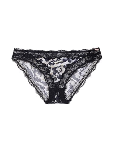 Image of DORINA ORIGINS Brief – Printed Shiny Micro Fabric & Lace Trim, Black