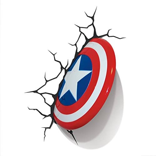 Image of 3D Light FX 816733002187 Marvel Captain America Shield 3D Wall Light, Red, White and Blue