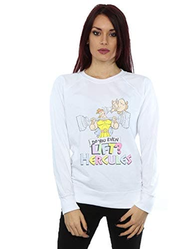 Image of Disney Women's Hercules Do You Even Lift? Sweatshirt White Medium