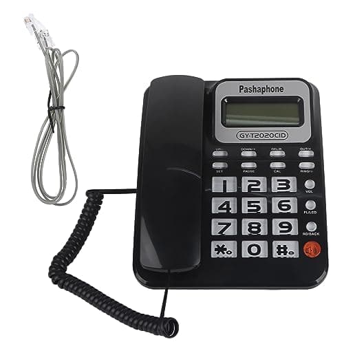 Image of Lyrlody Wired Telephone, Dual Interface, Caller ID Display, Calculator, Call Recording, Mute Mode with Countdown, ABS Material, Black