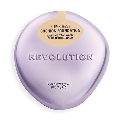 Image of Revolution Superdewy Cushion Foundation, Lightweight Buildable Coverage, Dewy Hydrated Finish for Flawless Glowing Complexion, Light Neutral Warm, 9g