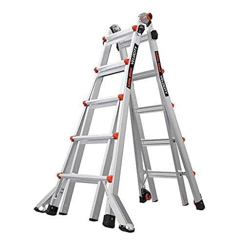 Image of Little Giant Ladders 1304-015 Velocity Series 2 Multi-purpose Ladders, 5 Tread, Heavy-duty Aluminium, Tip n Glide Wheels, EN131