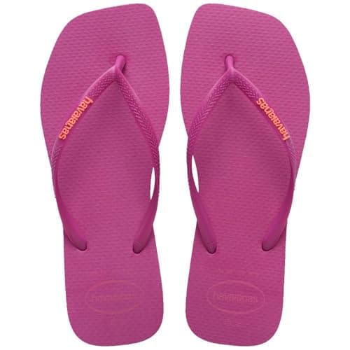 Image of Havaianas Hav. Slim Square Logo Popup womens Flip Flops, Rose Gum, 6 UK