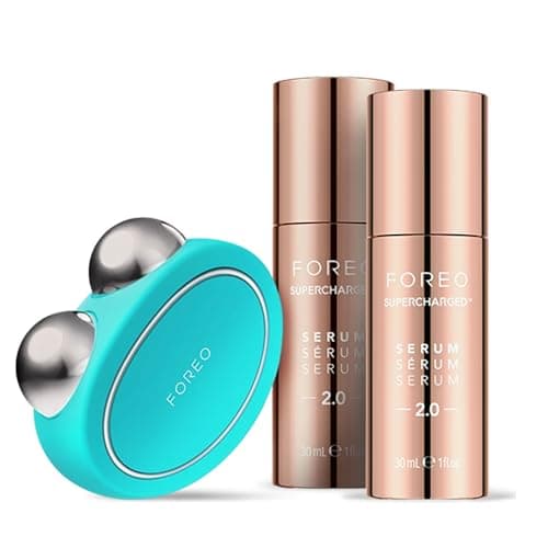 Image of FOREO Forever Firm Bear Bundle - Bear Microcurrent Face Lift Device - Face Massager Electric + 2 x Rejuvenating Conductive Serum 30 mL - Anti Aging Skincare Tools Set - Instant Face Lift - Mint