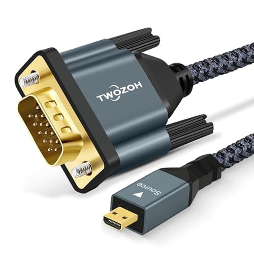 Image of Twozoh Micro HDMI to VGA Cable 2M, Gold-Plated & Braided Micro HDMI VGA (Male to Male) Support 1080P 720p Compatible with Laptop, Projector, HDTV