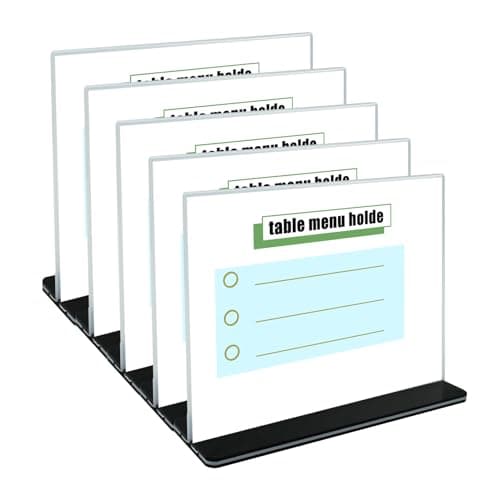 Image of suaywo A5 Acrylic Sign Holder 5 pieces A5 Acrylic Poster Double Sided Dual-sided Display Stand T-Shaped A5 Clear Sign Holder Transparent poster Menu holder Suitable for Offices stores Restaurants