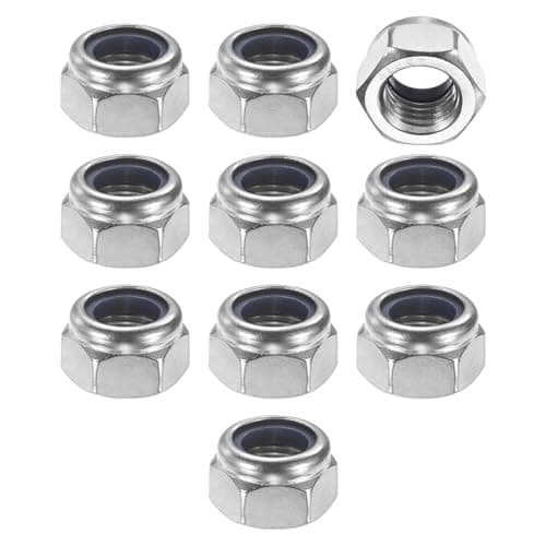 Image of M METERXITY 10-Pack Nylon Insert Hex Lock Nuts, M16 x 2mm Thread 304 Stainless Steel Self-Locking Locknuts Hexagon Nut Metric Nuts for Machinery/Home Repair/Industrial Fasteners
