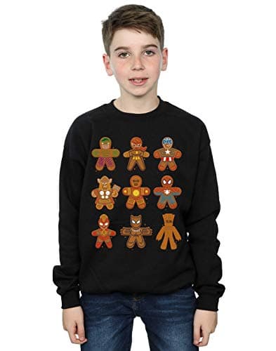 Image of Marvel Boys Avengers Christmas Gingerbread Sweatshirt Black 5-6 Years