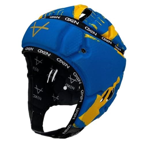 Image of Oxen Pro Kids Rugby Headguard (Blue & Yellow, XXS)
