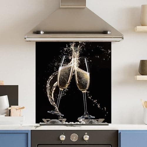 Image of Premium 65 x 70cm Champagne Flute 6mm Glass Toughened Kitchen Splashback