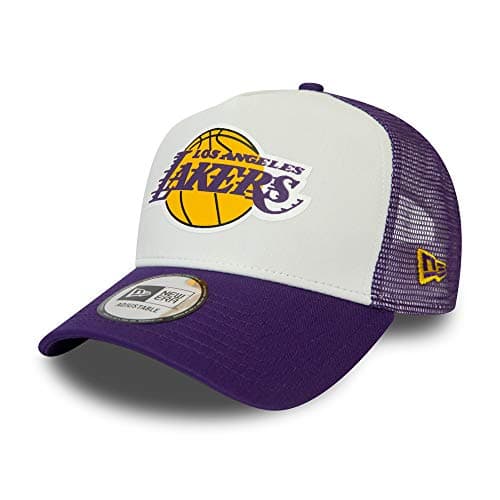 Image of New Era Los Angeles Lakers A Frame Adjustable Trucker Cap Team Colour Block White/Purple - One-Size