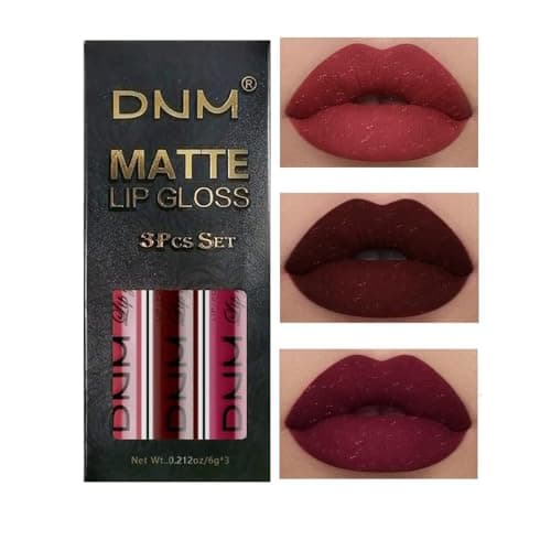 Image of 3Pcs Dark Red Purple Plum Matte Liquid Lipstick Set for Women Matte Lip Stain Long Lasting Waterproof, Burgundy Blood Blue Red lipstick, Black Cherry Maroon Gothic 24 Hours Magic Lipstick (3PCS-Set06)