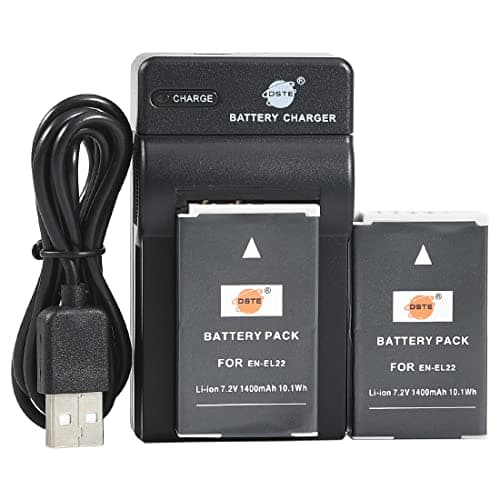 Image of DSTE EN-EL22 Li-ion Battery (2-Pack) and Micro USB Charger Compatible for Nikon 1 J4,1 S2 Camera