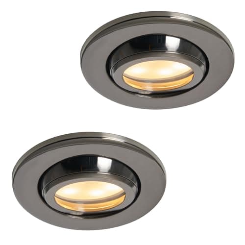 Image of LITECRAFT Marlowe Fire Rated Tiltable Round IP65 Rated Recessed Downlights - (Black Chrome, Pack of 2)