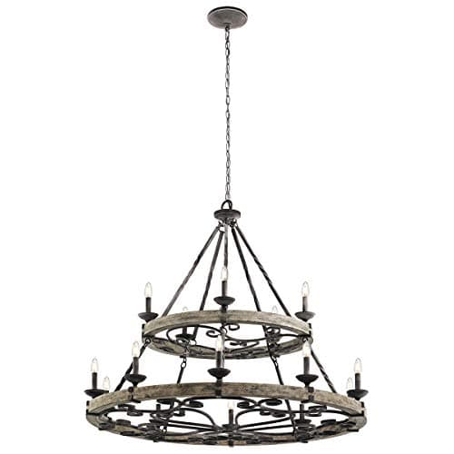 Image of 15 Bulb Chandelier Hanging Pendant Light - Weathered Zinc - LED E14 60W Bulb