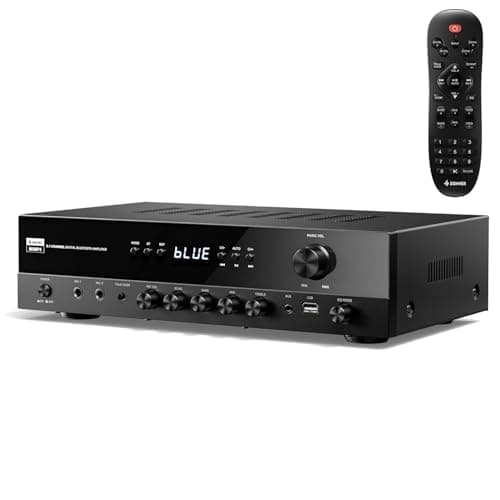 Image of Donner Stereo Receivers, 5.1 Channel Audio Amplifier with Bluetooth 5.3, Optical/Coaxial, USB, FM, 2 Mic-in, Echo, RCA, AC-3 Input for Home, Karaoke, Theater Speakers, 60W/4R & 25W×3 RMS, MAMP4