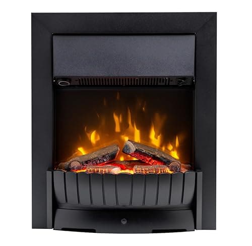 Image of Dimplex Clement Optiflame Inset or Freestanding Electric Fire, Black LED Flame Effect Fireplace With Logs, 9cm Inset (Recess) Depth, Spacer Kit And 2kW Fan Heater and 1000/2000 Watt Settings