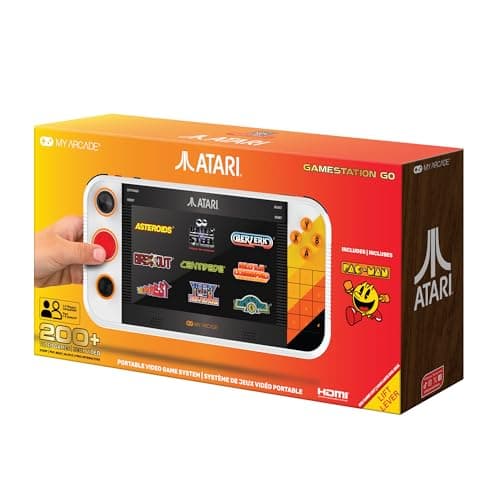 Image of MY ARCADE Atari Gamestation Go, Retro Portable Gaming Console with 200+ Games, 7-inch Screen, Wi-Fi, Rechargeable Battery