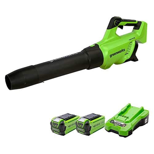 Image of Greenworks Cordless Leaf Blower, Axial Brushless Motor Lightweight Leaf Blower 210km/h 15m3/min with 2x40V Batteries & Charger, Electric Leaf Blower Cordless Garden Blower, 3 Year Guarantee GD40ABK2X