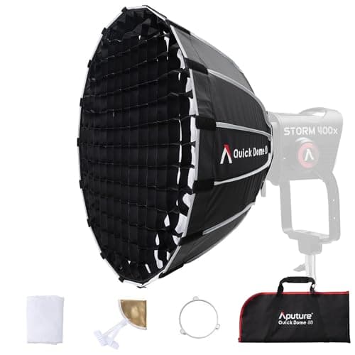 Image of Aputure Light Dome Quick Dome 60 Softbox,60cm(2ft) Circular Bowens Mount with Quick Release Design,Include Diffusion, Light Control Grid, & Carrying Bag for Led Video Light