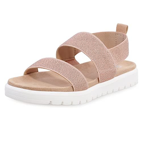 Image of MIXIN Girls Sandals Open Toe Flat Sandals summer shoes for Big Kids RoseGold Size 1