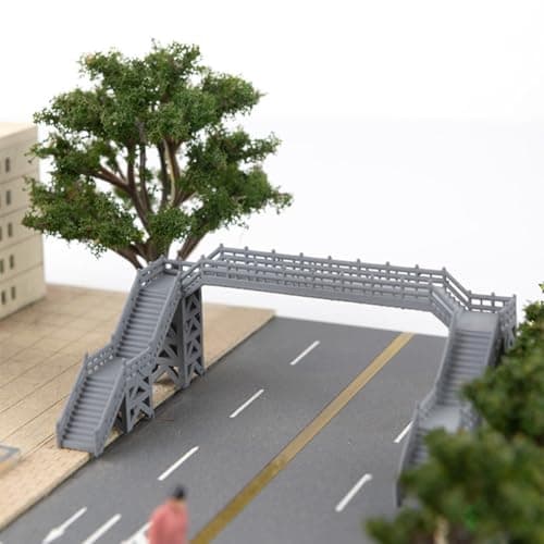 Image of MuchLuckystar Z Scale Footbridge 1:220 Railway Scenery Model, Plastic Overhead Bridge for Train Layout Building Decor by for outland models