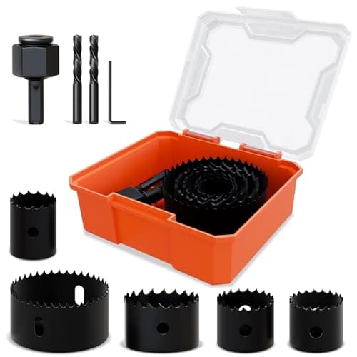 Image of XZH 9-Piece Hole Saw Set (25-51mm) - Carbide Steel Cutters for Wood, Plasterboard & Plastic | Ultra-Sharp Teeth | Quick-Change Arbor | Includes Mandrel & Hex Key