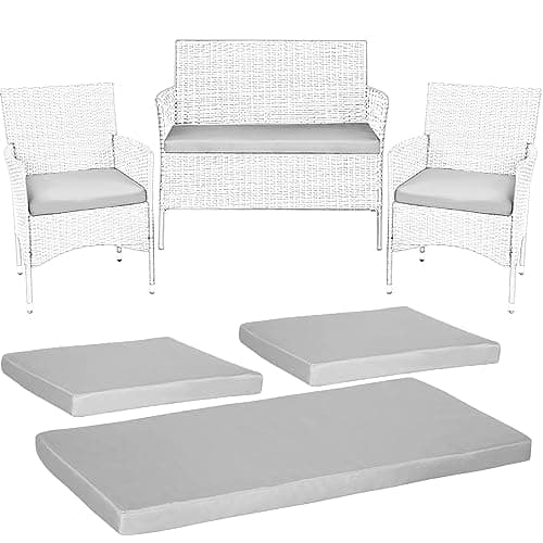 Image of KISAA Living Outdoor Garden Rattan Cushions | 3-Piece Set for Rattan Patio Furniture | Comfy Seat Pads with Removable Cover | Water-Repellent, Durable, and Lightweight (Grey)