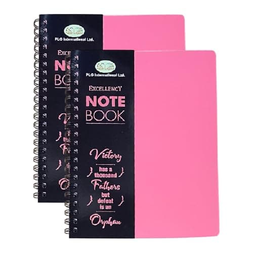 Image of Eason Bros - A4 Notebook, 2 Pack Pink Wire Spiral Bound A4 Subject Notebooks 140 Lined Pages 68GSM Thick Paper, PVC Hardcover Collage Ruled Writing Pads for School Office Journaling, Note Taking