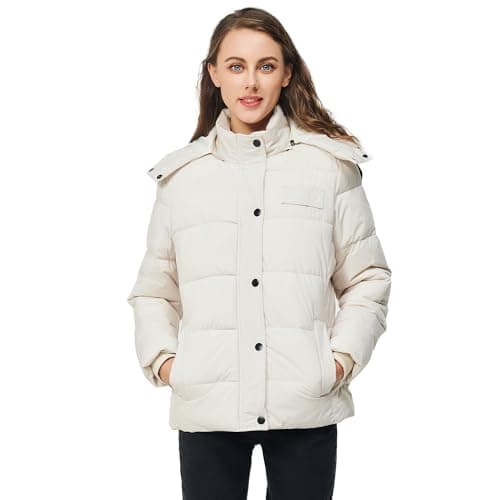 Image of TRATENBY Women's Winter Long Thicken Puffer Coats Warm Jackets Parka With Detachable Hood Waterproof, White, 3XL