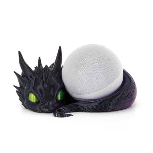 Image of Costume Wizard Dragon Stand for Echo & Dot 4th/5th Gen, 3D Printed Dragon Desktop Speakers for Echo & Dot 5th/4th Gen, Made in USA (Dark Purple)